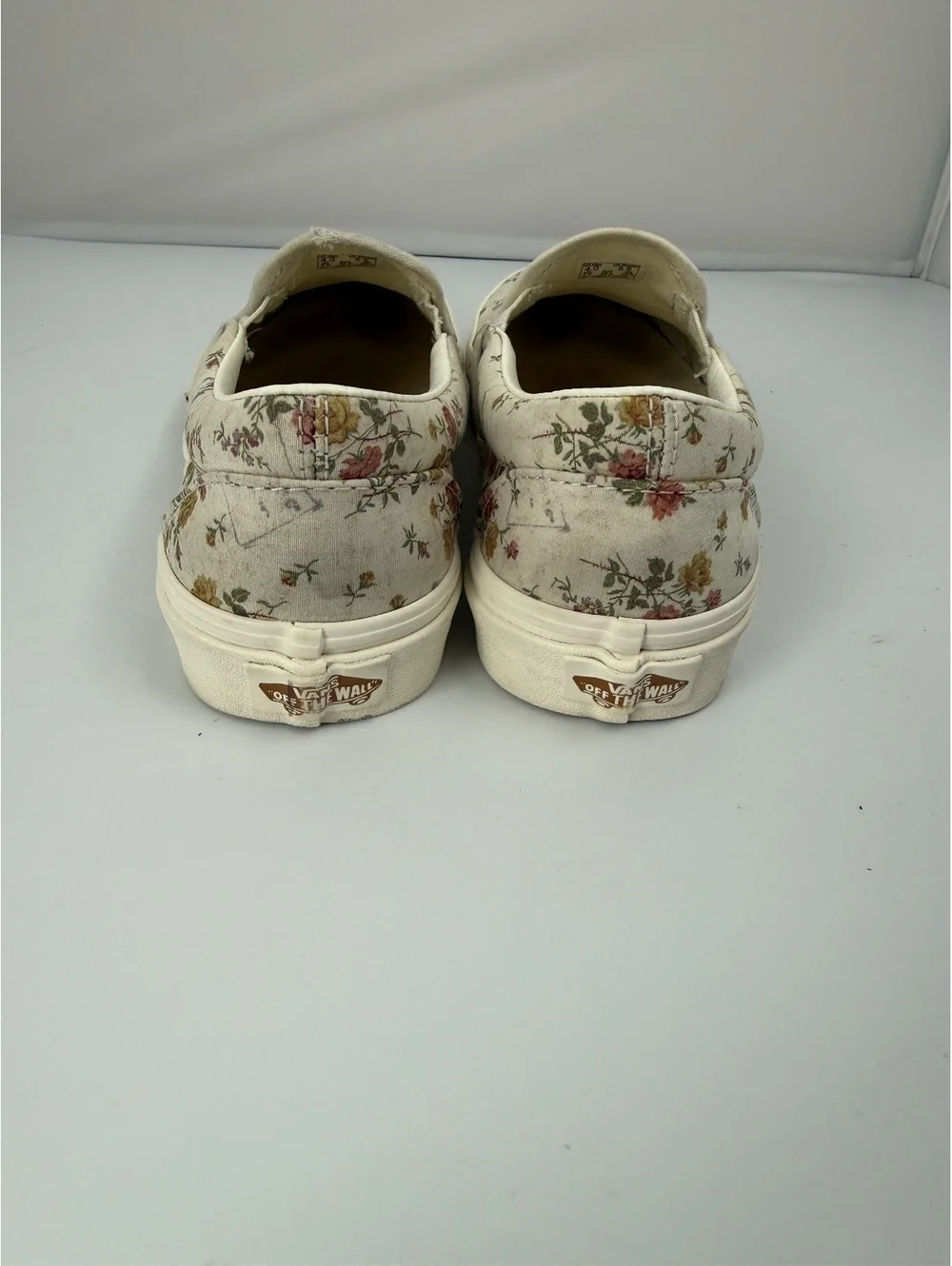 Vans Classic Slip On Floral Sneakers Women's 5.5 Cream Pink Green Flowers